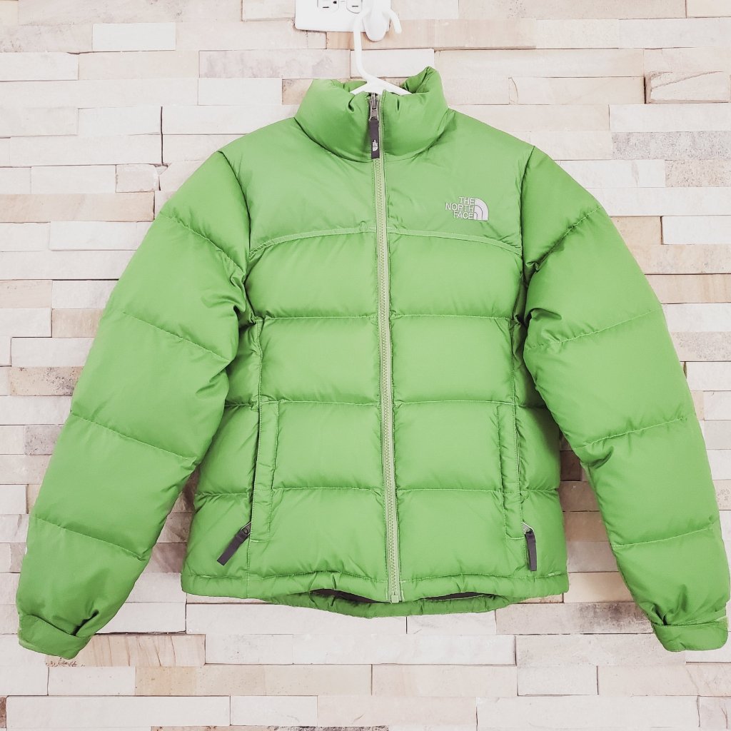 North Face Womens Small Green Retro Nuptse 700 Goose Down Puffer Jacket Ski Coat